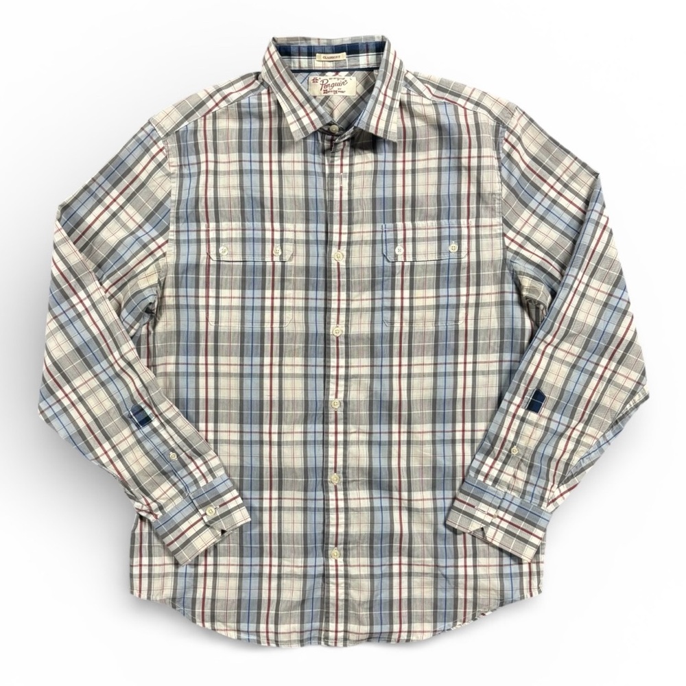Original Penguin Plaid Button Down Shirt Men’s Classic Fit Long Sleeve